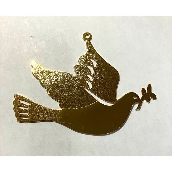 Brass Ornament Dove of Peace Gloria Duchin Modern Minimalist Dove Christmas VTG - Picture 1 of 9